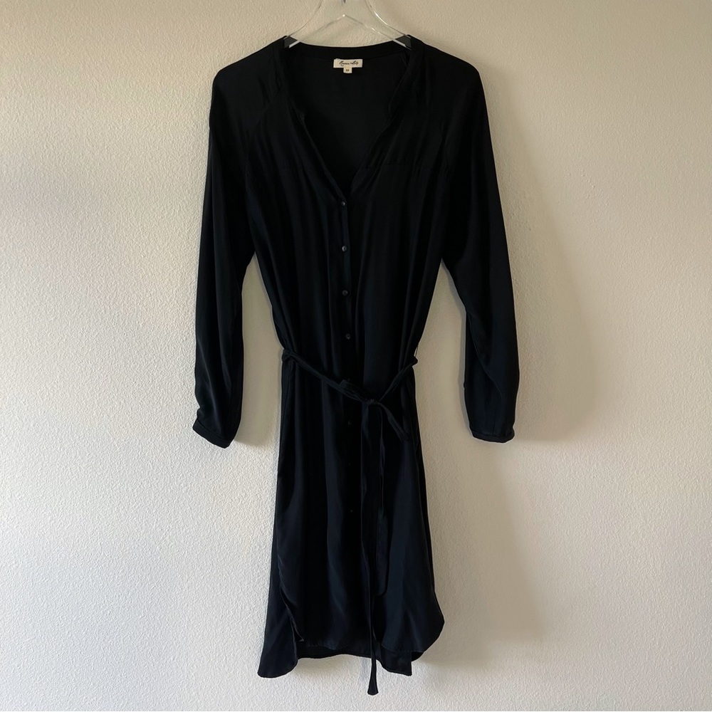 Raven + Lily black silk shirt dress